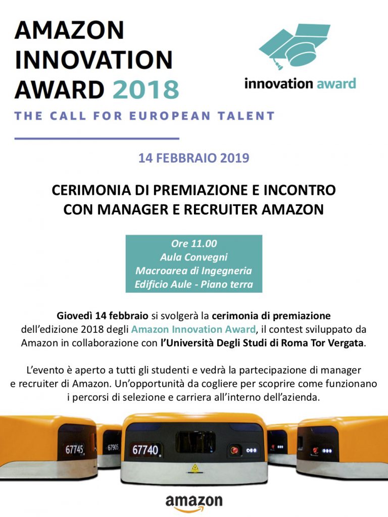 14/02 – Amazon Innovation Award 2018, la premiazione!