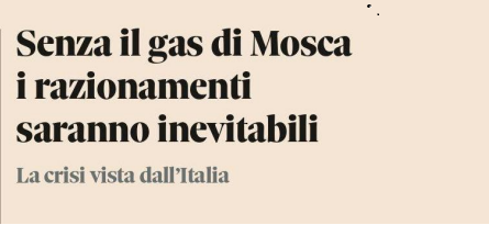 Ing&Media – Gas, la crisi vista dall’Italia: le scorte non basterebbero a coprire un taglio delle forniture durante l’inverno