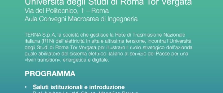 TERNA incontra l’Università degli Studi di Roma Tor Vergata