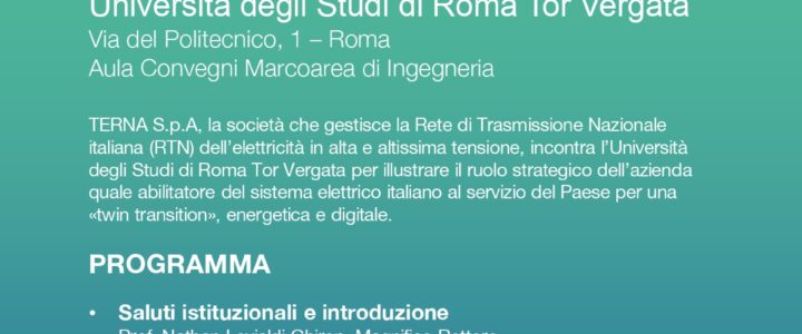 TERNA incontra l’Università degli Studi di Roma Tor Vergata